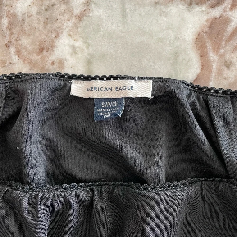 American Eagle Black Slip Skirt Mid Length Mesh Small